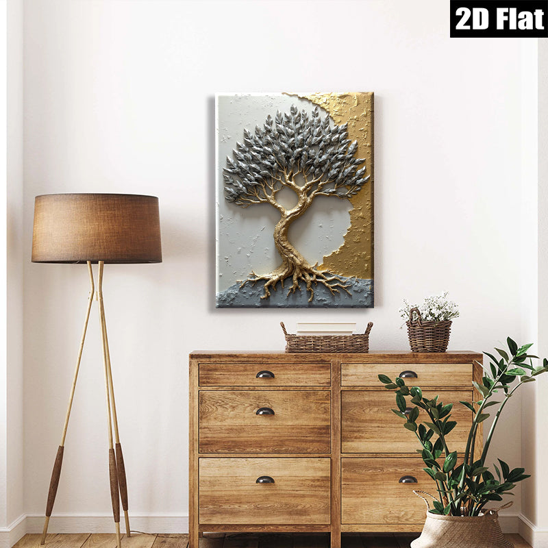 2D flat 1pc Golden Tree Roots Wall Art Modern Farmhouse Decor Living Room Bedroom Dining Room Gallery Wrapped Canvas Prints Home Décor