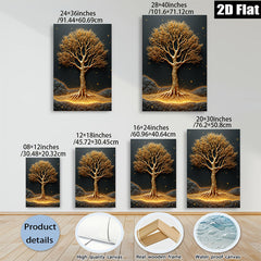 2D flat 1pc Golden Tree Wall Art Decor for Living Room Bedroom Modern Farmhouse Canvas Prints Gallery Wrapped Ready to Hang Botanical Nature Art