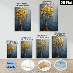 2D flat 1pc Golden Tree Wall Art Modern Farmhouse Decor Living Room Bedroom Canvas Painting Rustic Chic Home Décor Statement Piece Gallery Wrapped Ready To Hang