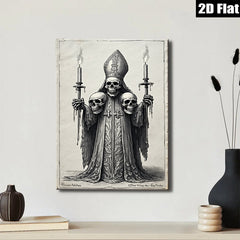 2D flat 1pc Gothic Bishop Skeleton Portrait Wall Art Canvas Prints for Living Room Bedroom Gallery Wrapped Modern Farmhouse Decor Halloween Spooky