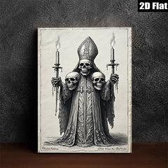 2D flat 1pc Gothic Bishop Skeleton Portrait Wall Art Canvas Prints for Living Room Bedroom Gallery Wrapped Modern Farmhouse Decor Halloween Spooky