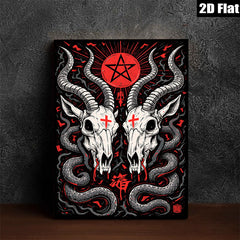 2D flat 1pc Gothic Skull Art Wall Decor Spooky Halloween Living Room Bedroom Gallery Wrapped Canvas Prints Modern Farmhouse Rustic Home Décor