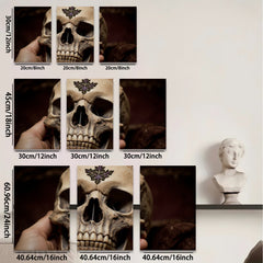 2D flat 1pc Gothic Skull Floral Design Wall Art Canvas Prints for Living Room Bedroom Decor Gallery Wrapped Modern farmhouse style spooky Halloween gifts