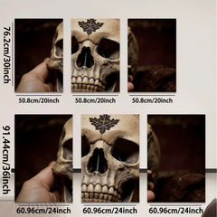 2D flat 1pc Gothic Skull Floral Design Wall Art Canvas Prints for Living Room Bedroom Decor Gallery Wrapped Modern farmhouse style spooky Halloween gifts