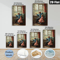 2D flat 1pc Grandfather shares stories with granddaughter near window farmhouse wall art living room bedroom decor gallery wrapped canvas prints for home