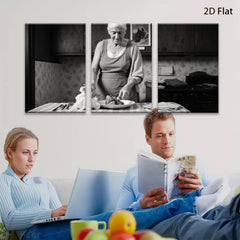 2D flat 1pc Grandma prepares simple family meal rustic kitchen farmhouse wall decor living room bedroom gallery wrapped canvas print modern minimalist art