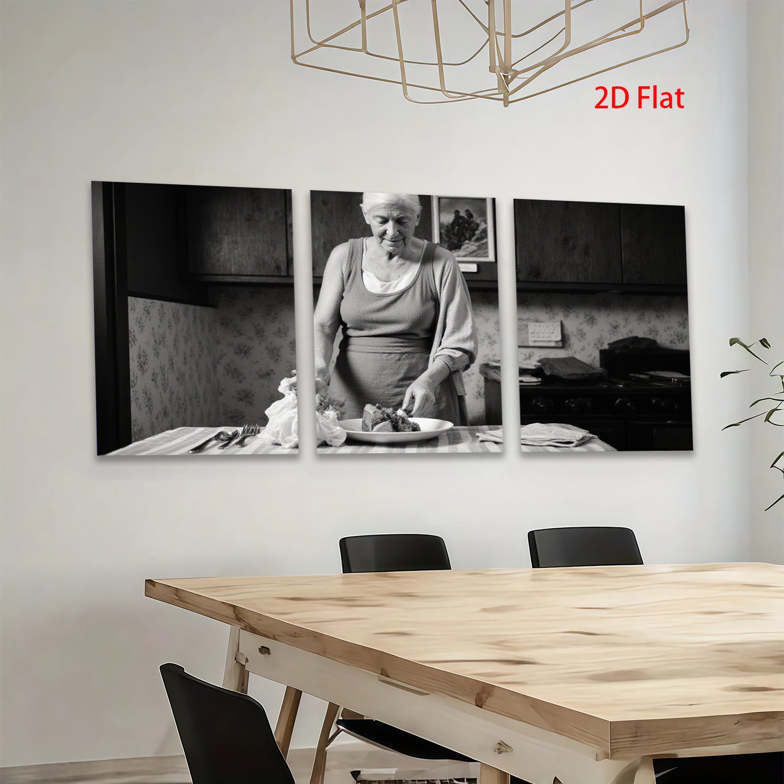2D flat 1pc Grandma prepares simple family meal rustic kitchen farmhouse wall decor living room bedroom gallery wrapped canvas print modern minimalist art