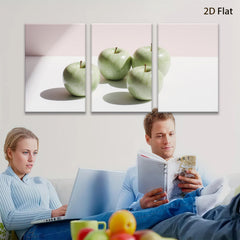 2D flat 1pc Green Apples Still Life Modern Farmhouse Wall Art Kitchen Dining Room Decor Gallery Wrapped Canvas Prints Ready to Hang Minimalist Aesthetic