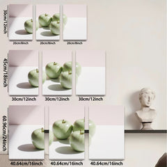 2D flat 1pc Green Apples Still Life Modern Farmhouse Wall Art Kitchen Dining Room Decor Gallery Wrapped Canvas Prints Ready to Hang Minimalist Aesthetic