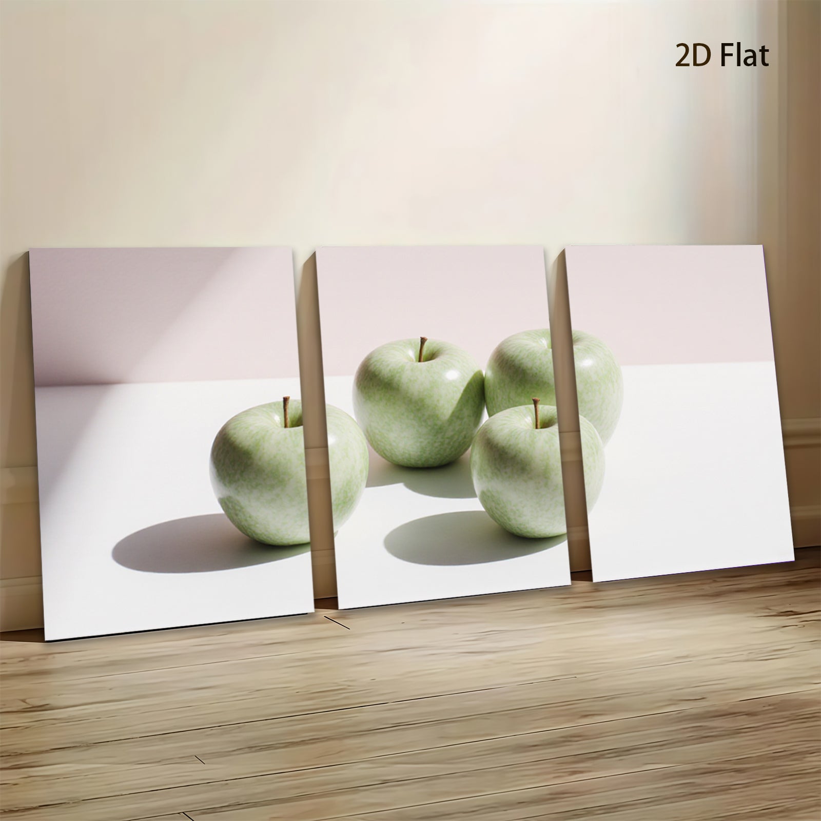 2D flat 1pc Green Apples Still Life Modern Farmhouse Wall Art Kitchen Dining Room Decor Gallery Wrapped Canvas Prints Ready to Hang Minimalist Aesthetic