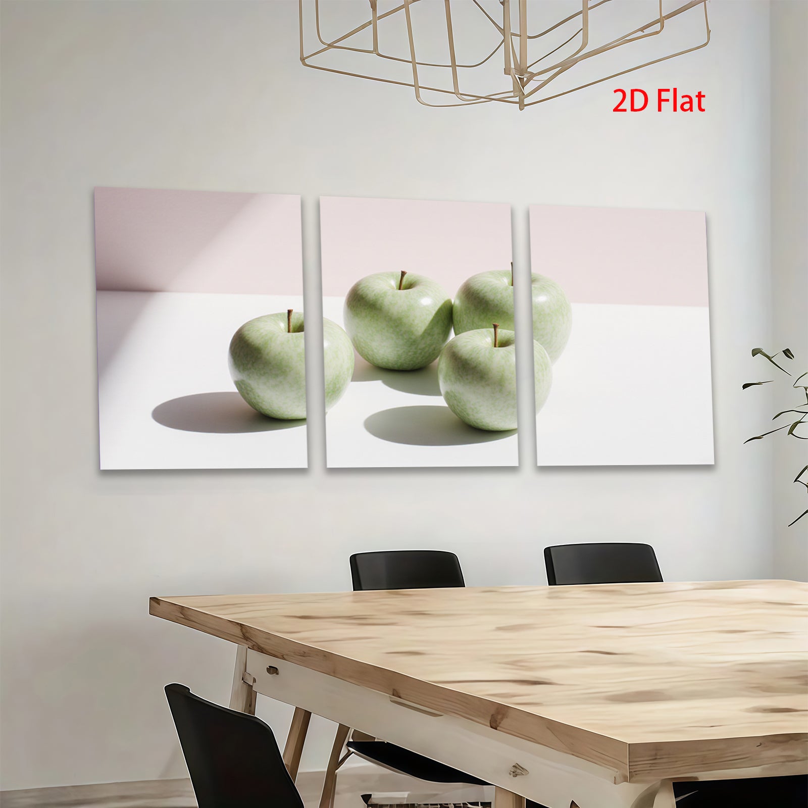 2D flat 1pc Green Apples Still Life Modern Farmhouse Wall Art Kitchen Dining Room Decor Gallery Wrapped Canvas Prints Ready to Hang Minimalist Aesthetic