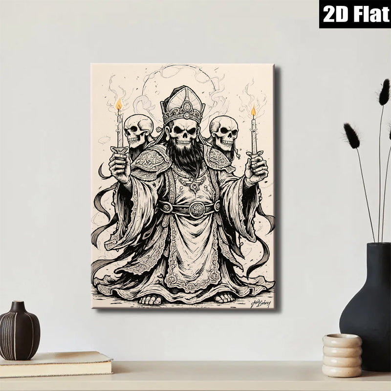 2D flat 1pc Grim Reaper Bishop Gothic Wall Art Decor Haunting Halloween Living Room Bedroom Gallery Wrapped Canvas Prints Modern Farmhouse