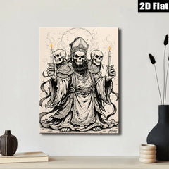 2D flat 1pc Grim Reaper Bishop Gothic Wall Art Decor Haunting Halloween Living Room Bedroom Gallery Wrapped Canvas Prints Modern Farmhouse