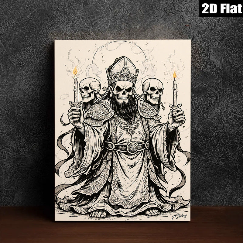2D flat 1pc Grim Reaper Bishop Gothic Wall Art Decor Haunting Halloween Living Room Bedroom Gallery Wrapped Canvas Prints Modern Farmhouse