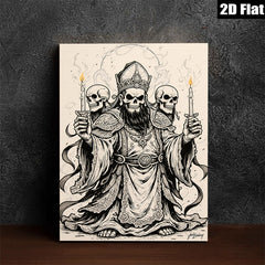 2D flat 1pc Grim Reaper Bishop Gothic Wall Art Decor Haunting Halloween Living Room Bedroom Gallery Wrapped Canvas Prints Modern Farmhouse