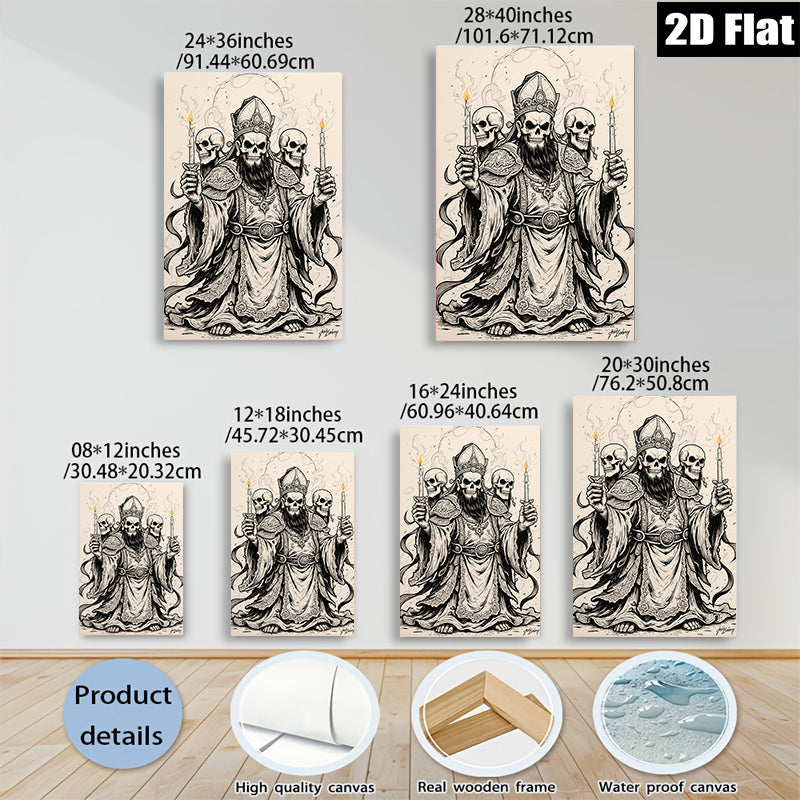 2D flat 1pc Grim Reaper Bishop Gothic Wall Art Decor Haunting Halloween Living Room Bedroom Gallery Wrapped Canvas Prints Modern Farmhouse