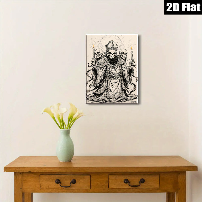 2D flat 1pc Grim Reaper Bishop Gothic Wall Art Decor Haunting Halloween Living Room Bedroom Gallery Wrapped Canvas Prints Modern Farmhouse