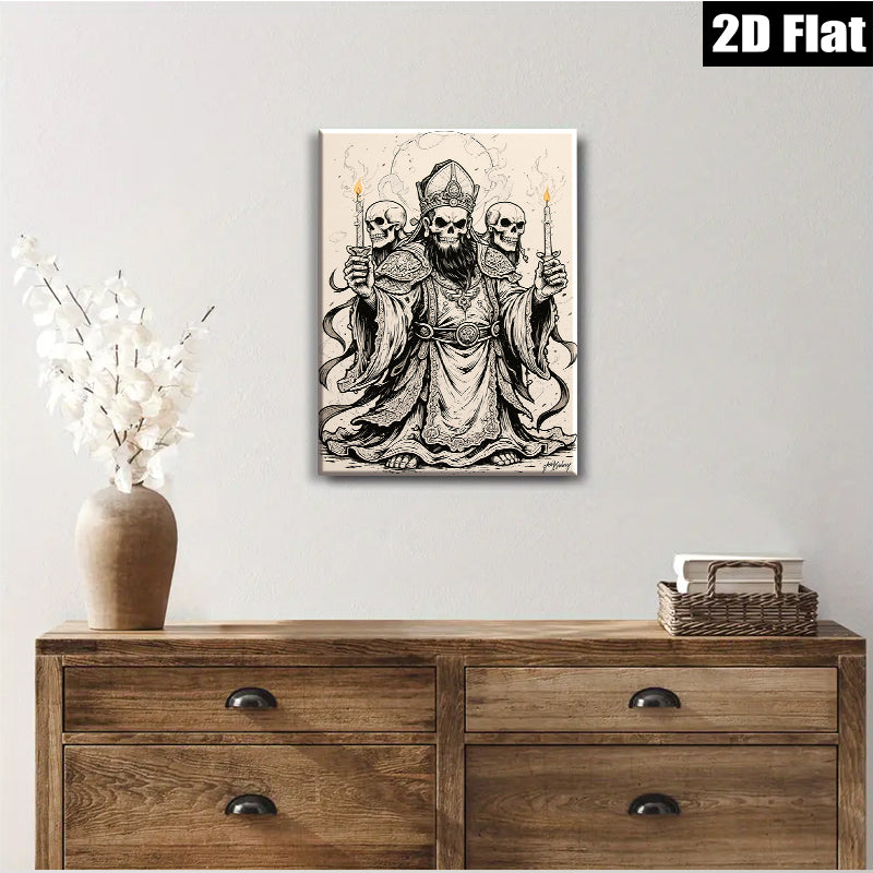 2D flat 1pc Grim Reaper Bishop Gothic Wall Art Decor Haunting Halloween Living Room Bedroom Gallery Wrapped Canvas Prints Modern Farmhouse