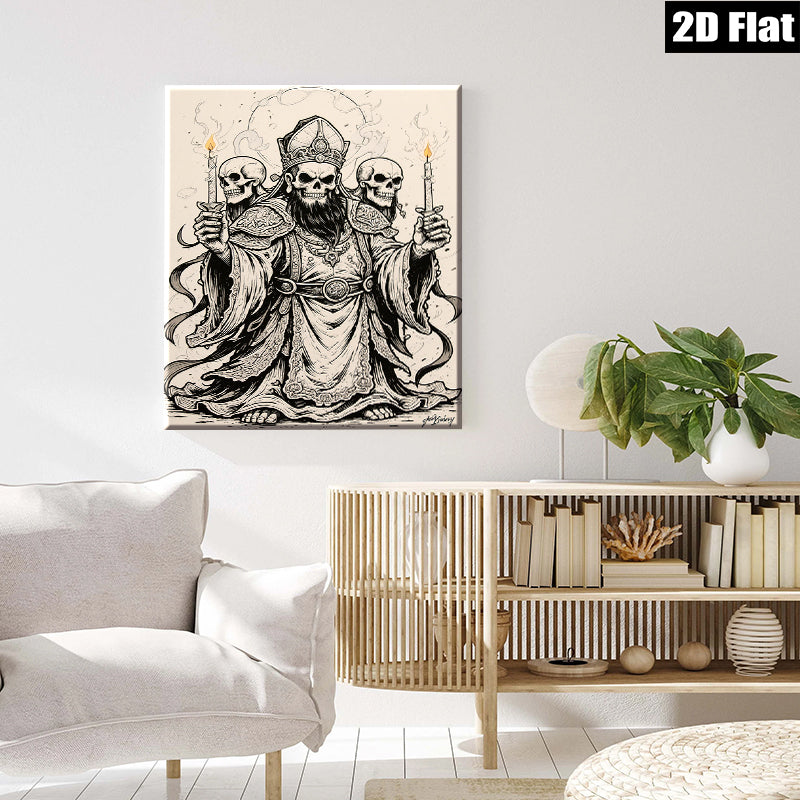 2D flat 1pc Grim Reaper Bishop Gothic Wall Art Decor Haunting Halloween Living Room Bedroom Gallery Wrapped Canvas Prints Modern Farmhouse