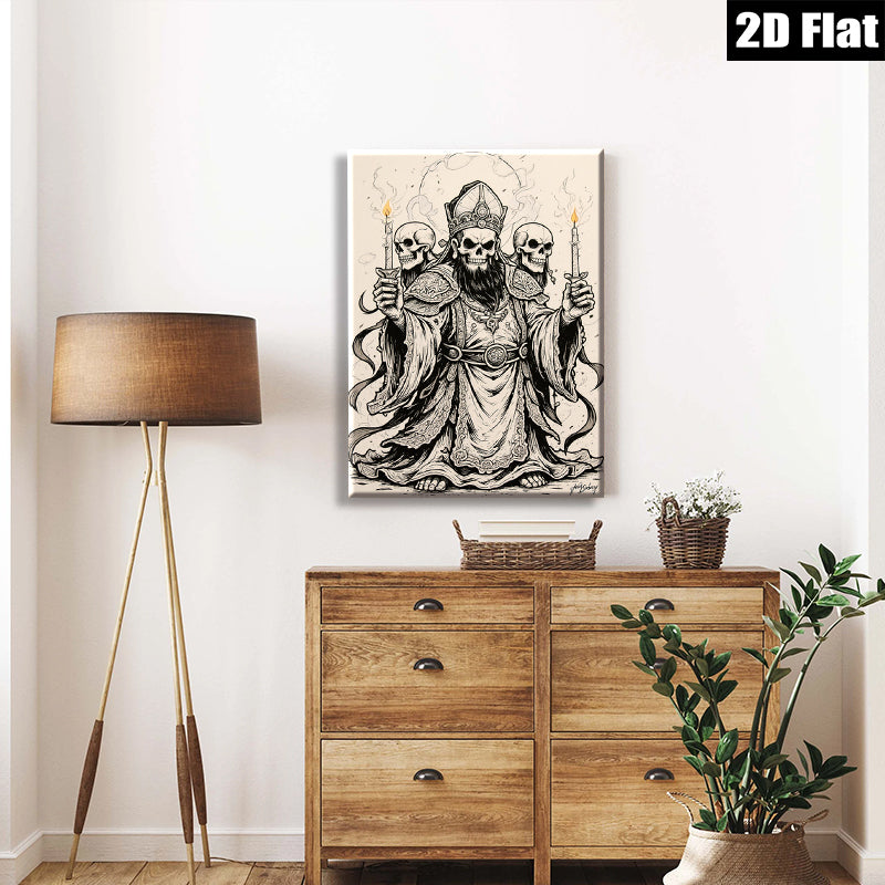 2D flat 1pc Grim Reaper Bishop Gothic Wall Art Decor Haunting Halloween Living Room Bedroom Gallery Wrapped Canvas Prints Modern Farmhouse
