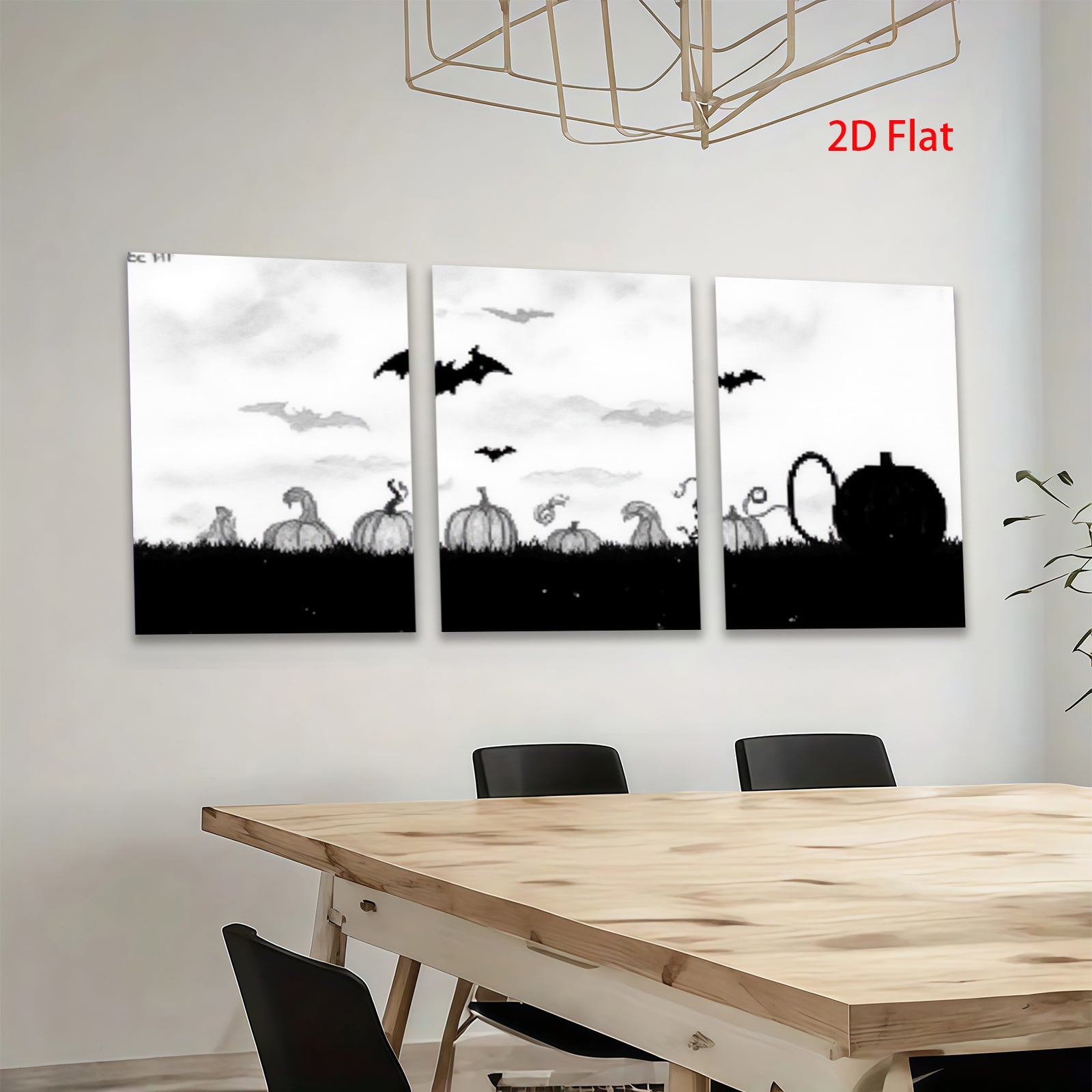 2D flat 1pc Halloween pumpkin patch spooky night farmhouse wall decor living room bedroom gallery wrapped canvas prints modern minimalist art