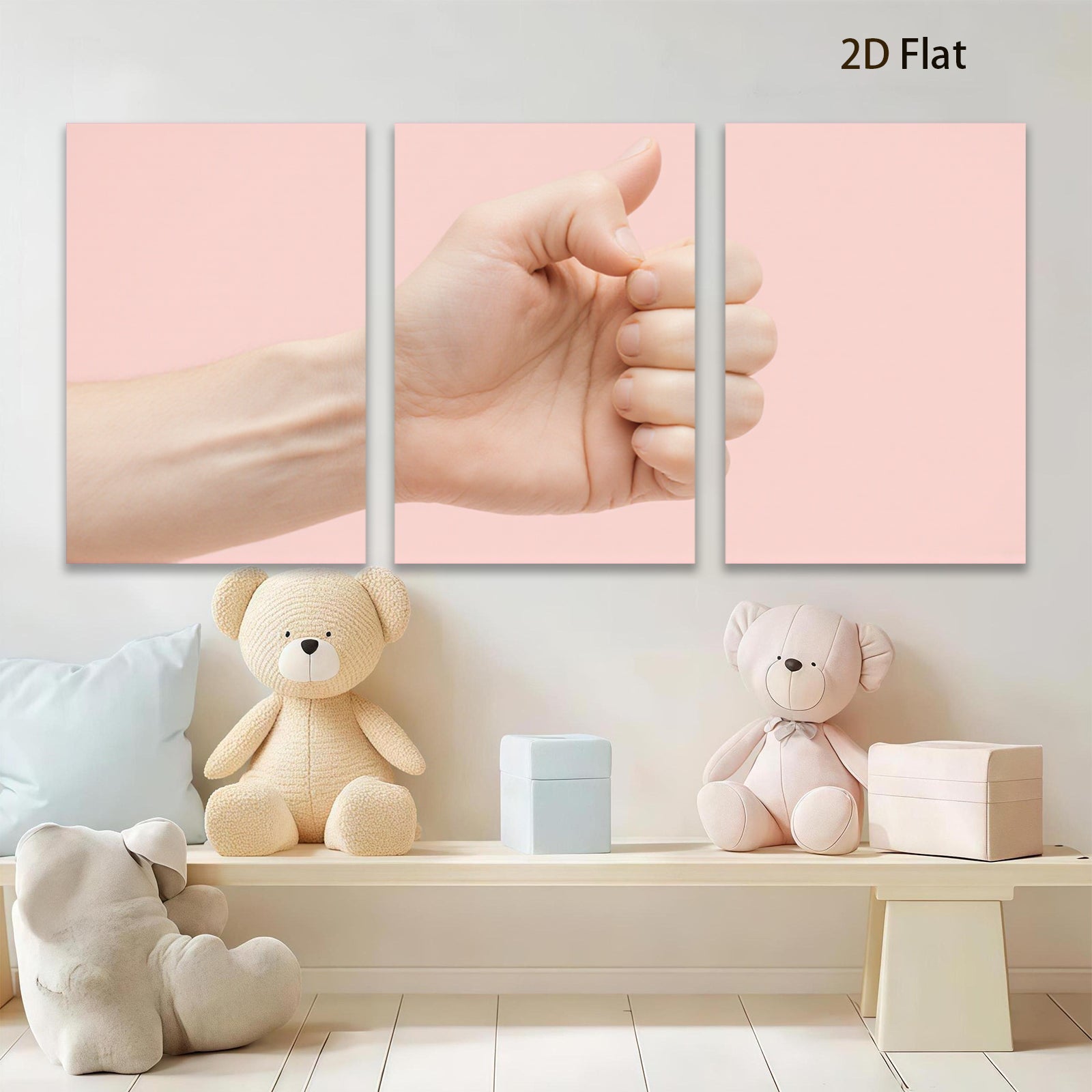 2D flat 1pc Hand Gesture Wall Art Modern Minimalist Decor for Living Room Bedroom Office Gallery Wrapped Canvas Prints Farmhouse Style Teal Blue Gold
