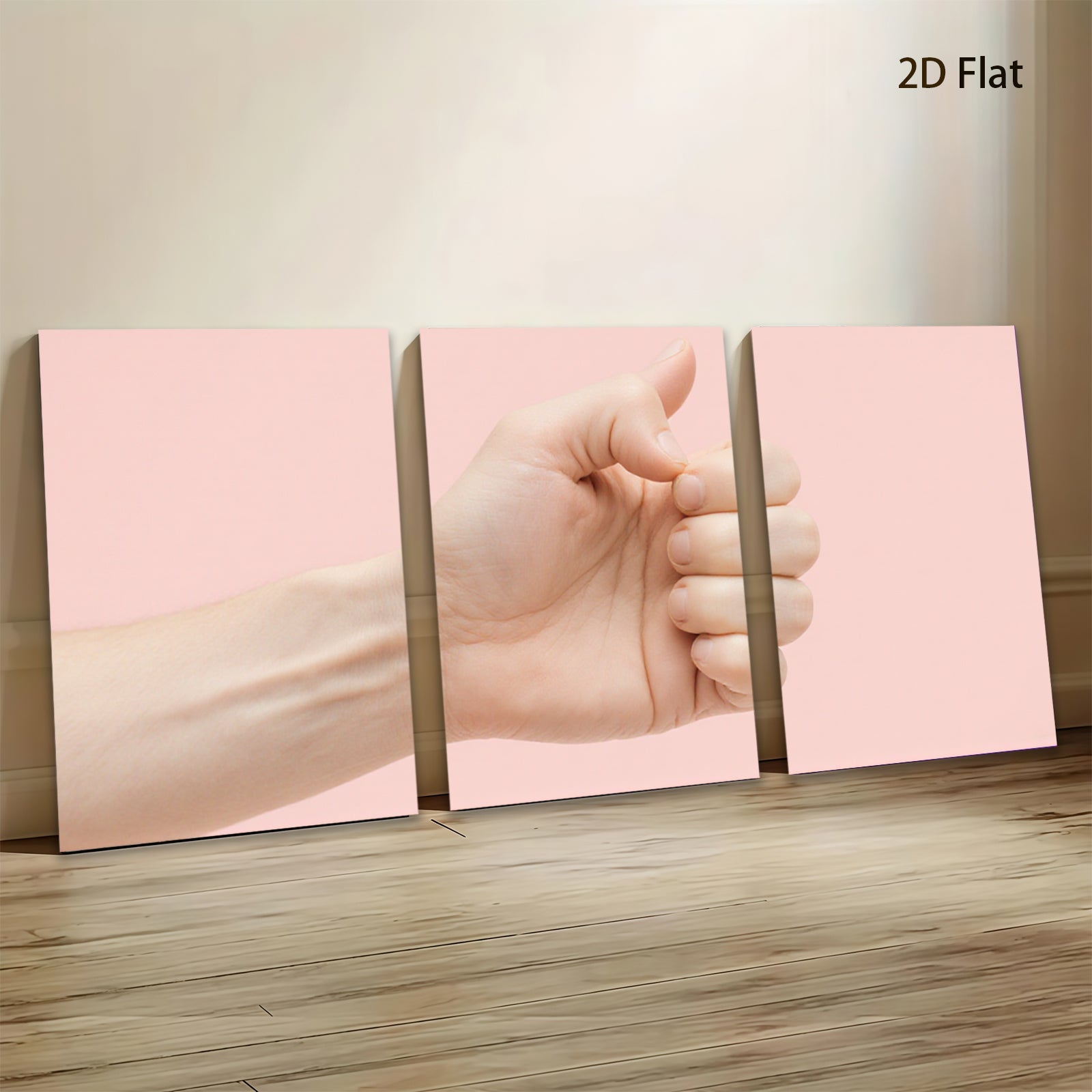 2D flat 1pc Hand Gesture Wall Art Modern Minimalist Decor for Living Room Bedroom Office Gallery Wrapped Canvas Prints Farmhouse Style Teal Blue Gold