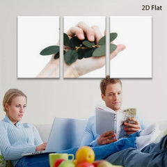 2D flat 1pc Hand holding vibrant green foliage botanical wall art farmhouse decor living room bedroom gallery wrapped canvas prints modern minimalist style