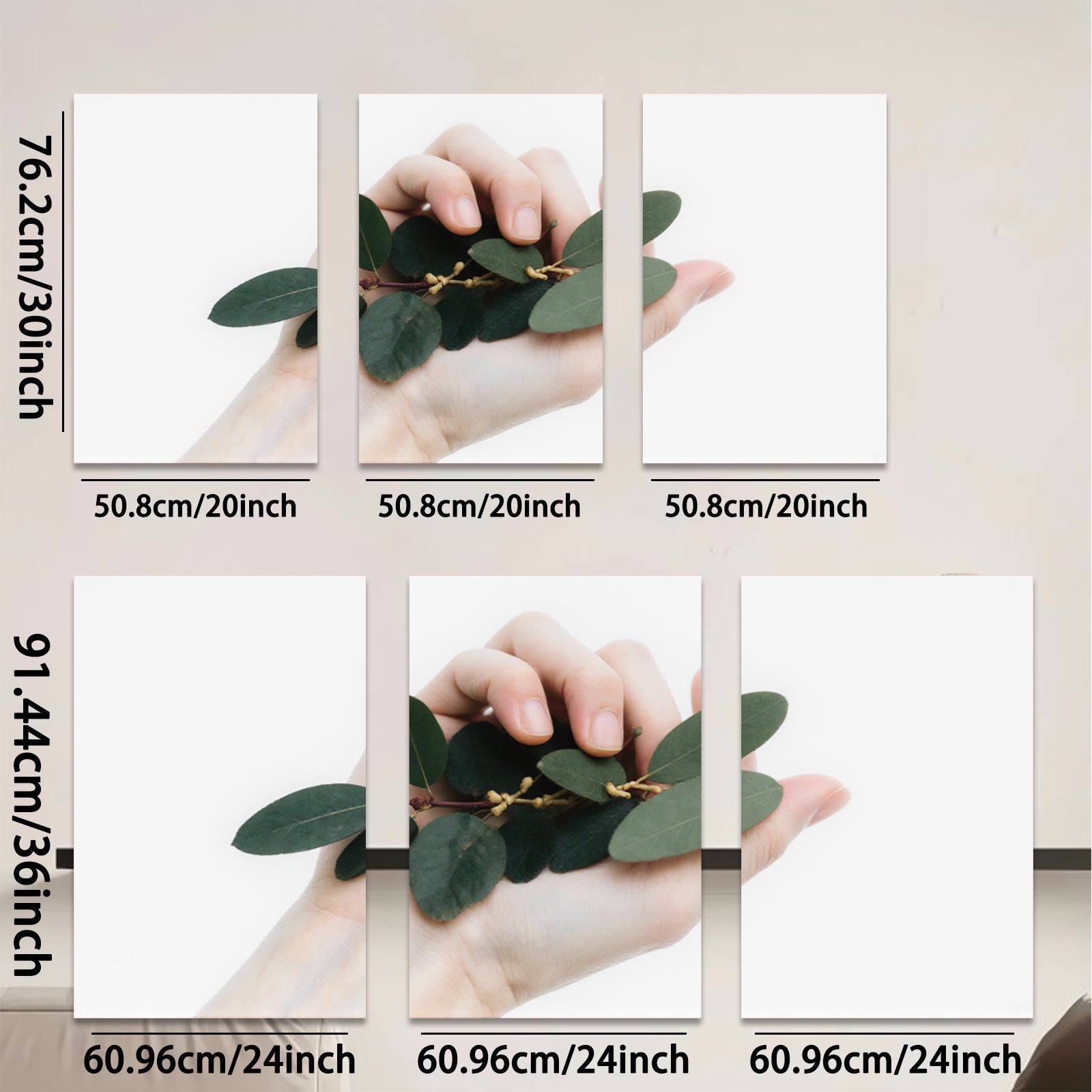 2D flat 1pc Hand holding vibrant green foliage botanical wall art farmhouse decor living room bedroom gallery wrapped canvas prints modern minimalist style