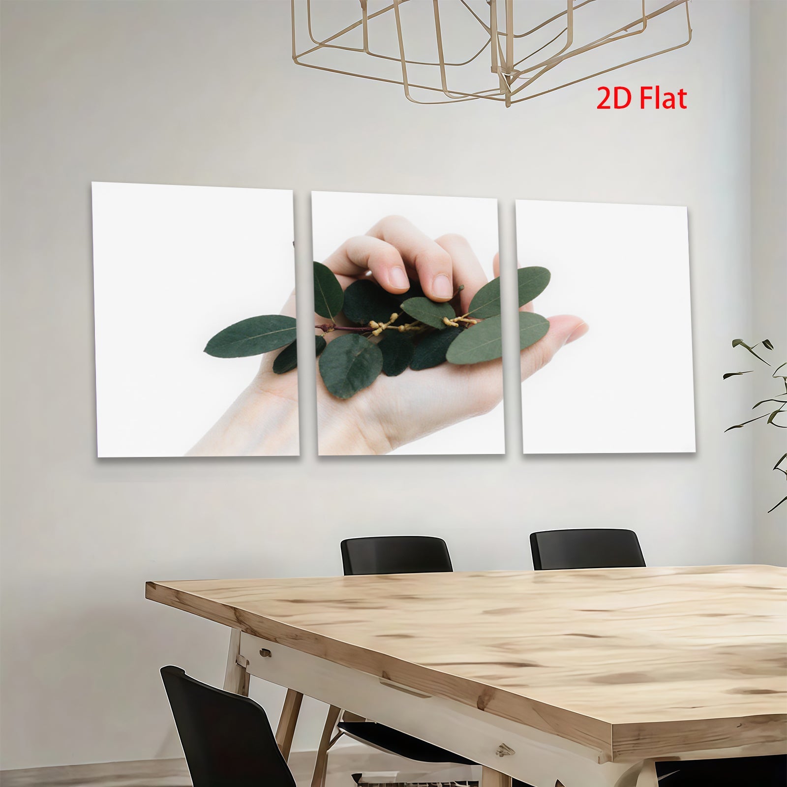2D flat 1pc Hand holding vibrant green foliage botanical wall art farmhouse decor living room bedroom gallery wrapped canvas prints modern minimalist style