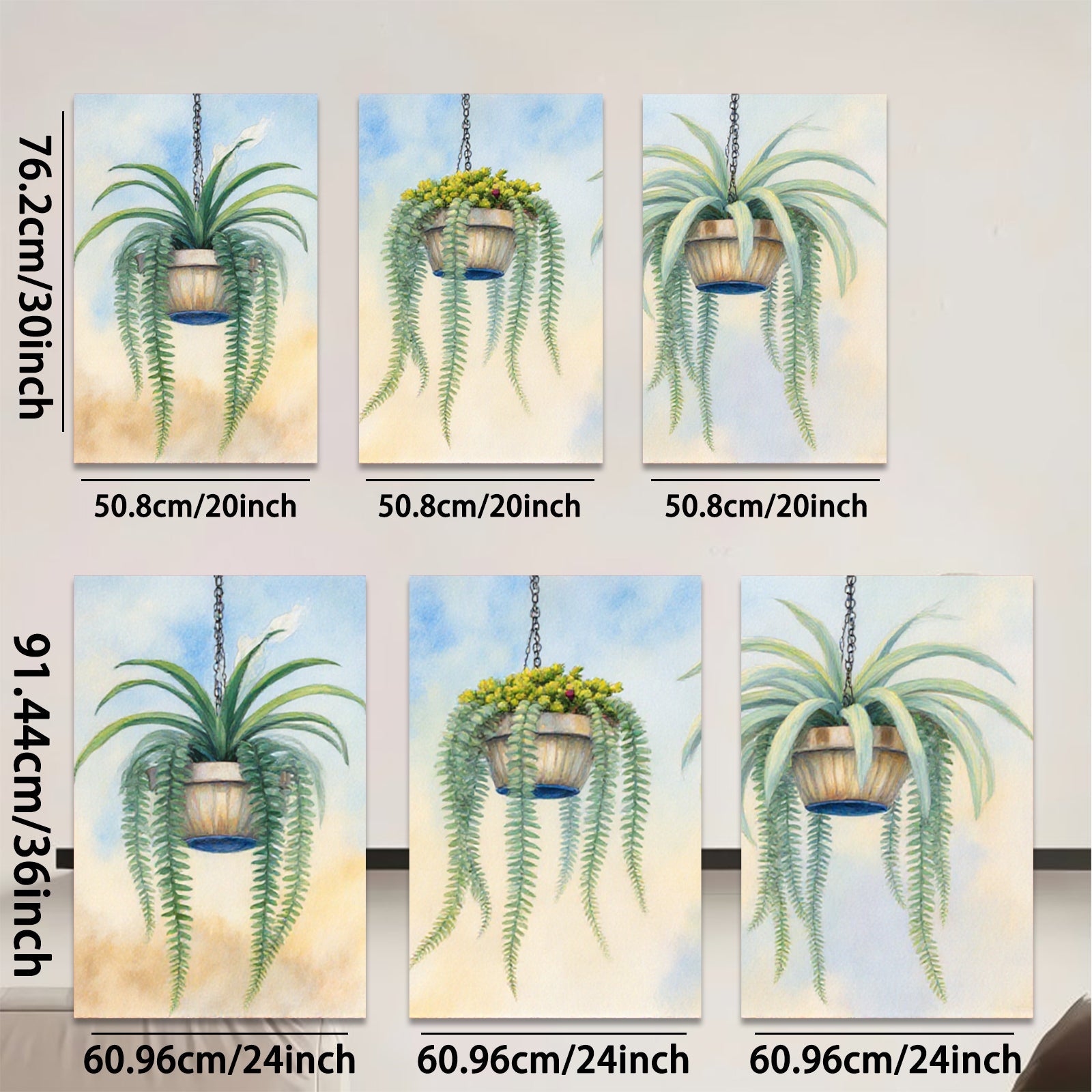 2D flat 1pc Hanging Basket Plants Botanical Wall Art Living Room Bedroom Home Decor Gallery Wrapped Canvas Prints Modern Farmhouse Style