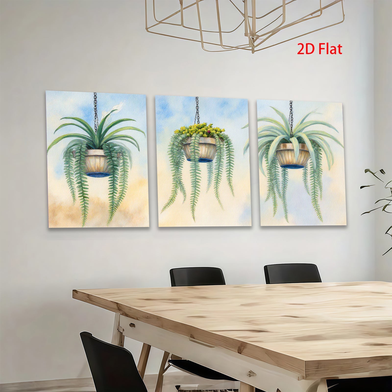 2D flat 1pc Hanging Basket Plants Botanical Wall Art Living Room Bedroom Home Decor Gallery Wrapped Canvas Prints Modern Farmhouse Style