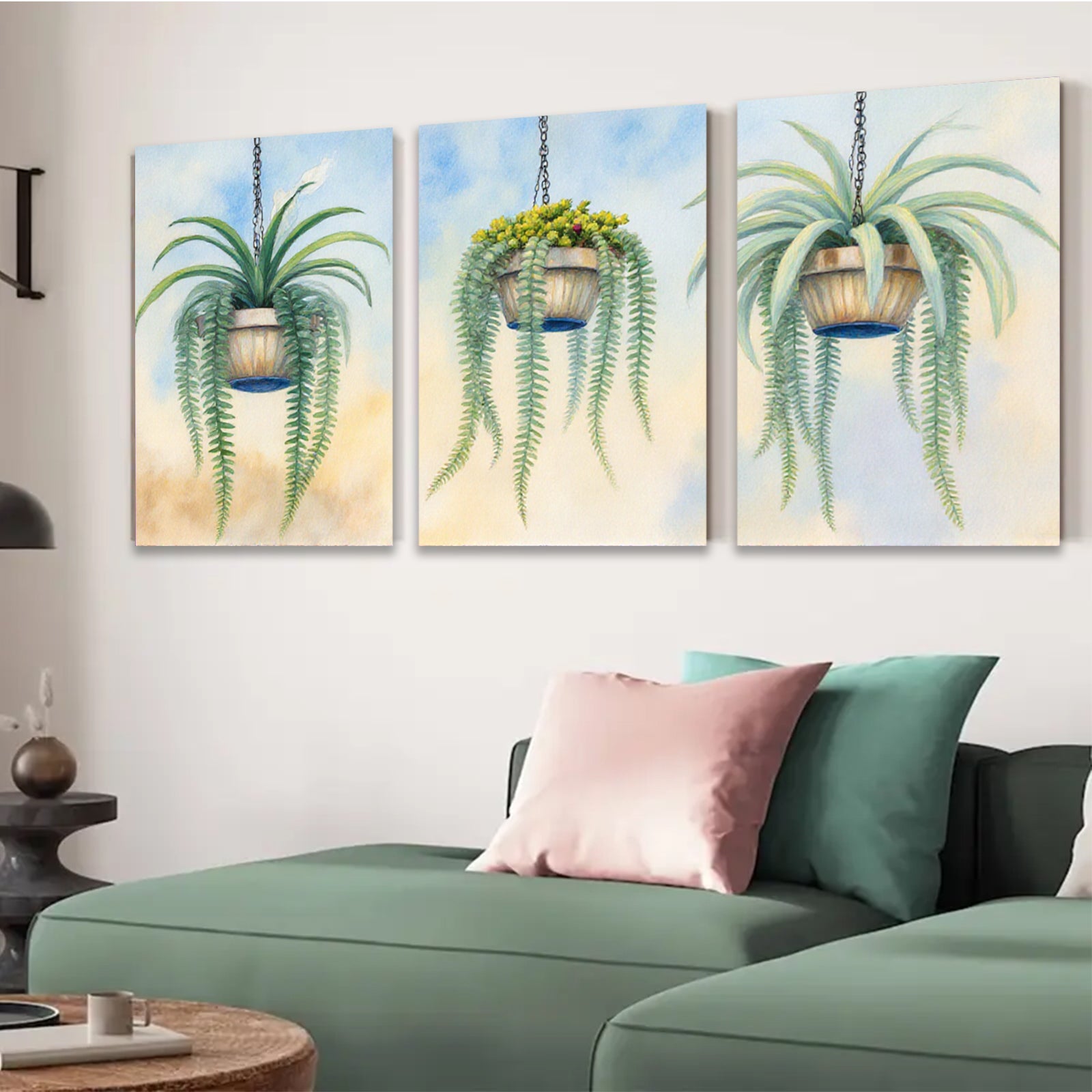 2D flat 1pc Hanging Basket Plants Botanical Wall Art Living Room Bedroom Home Decor Gallery Wrapped Canvas Prints Modern Farmhouse Style