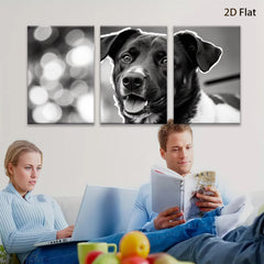 2D flat 1pc Happy Dog Portrait Wall Art Canvas Prints for Living Room Bedroom Home Decor Farmhouse Style Gallery Wrapped Modern Animal Paintings