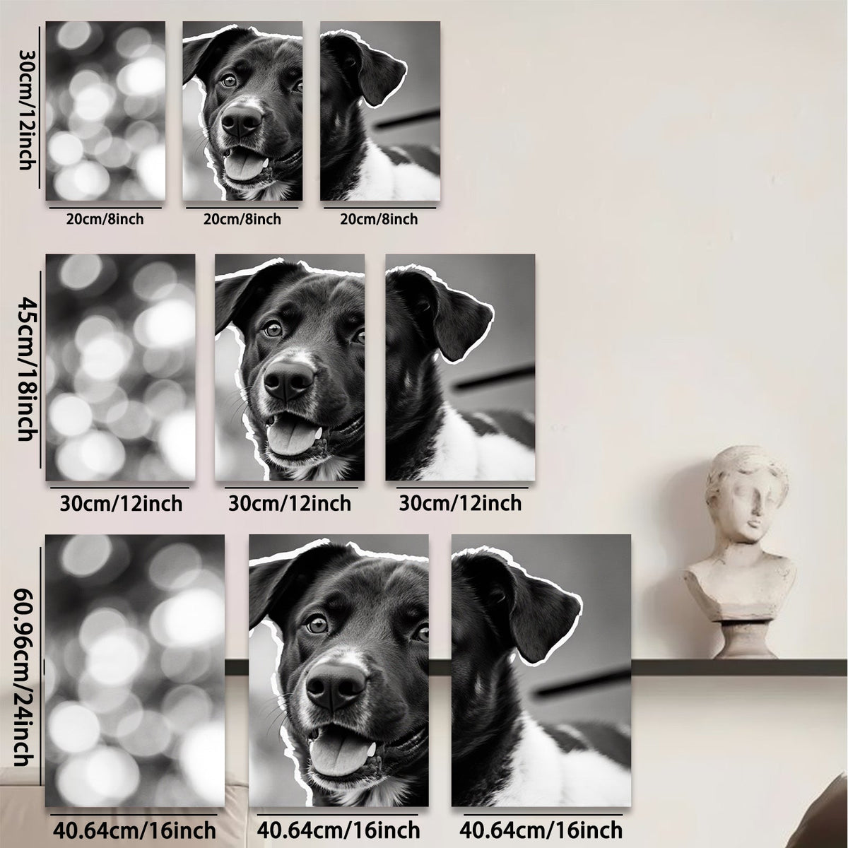 2D flat 1pc Happy Dog Portrait Wall Art Canvas Prints for Living Room Bedroom Home Decor Farmhouse Style Gallery Wrapped Modern Animal Paintings