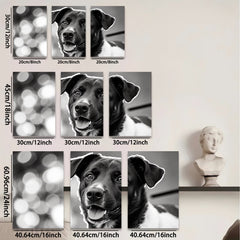 2D flat 1pc Happy Dog Portrait Wall Art Canvas Prints for Living Room Bedroom Home Decor Farmhouse Style Gallery Wrapped Modern Animal Paintings