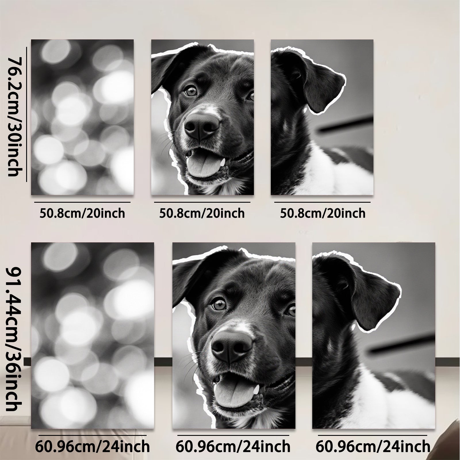 2D flat 1pc Happy Dog Portrait Wall Art Canvas Prints for Living Room Bedroom Home Decor Farmhouse Style Gallery Wrapped Modern Animal Paintings