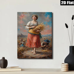 2D flat 1pc Harvest Beauty Field Workers Pastoral Scene Wall Art Decor for Living Room Bedroom Farmhouse Aesthetic Gallery Wrapped Canvas Print