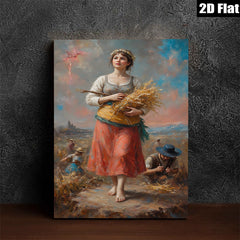 2D flat 1pc Harvest Beauty Field Workers Pastoral Scene Wall Art Decor for Living Room Bedroom Farmhouse Aesthetic Gallery Wrapped Canvas Print