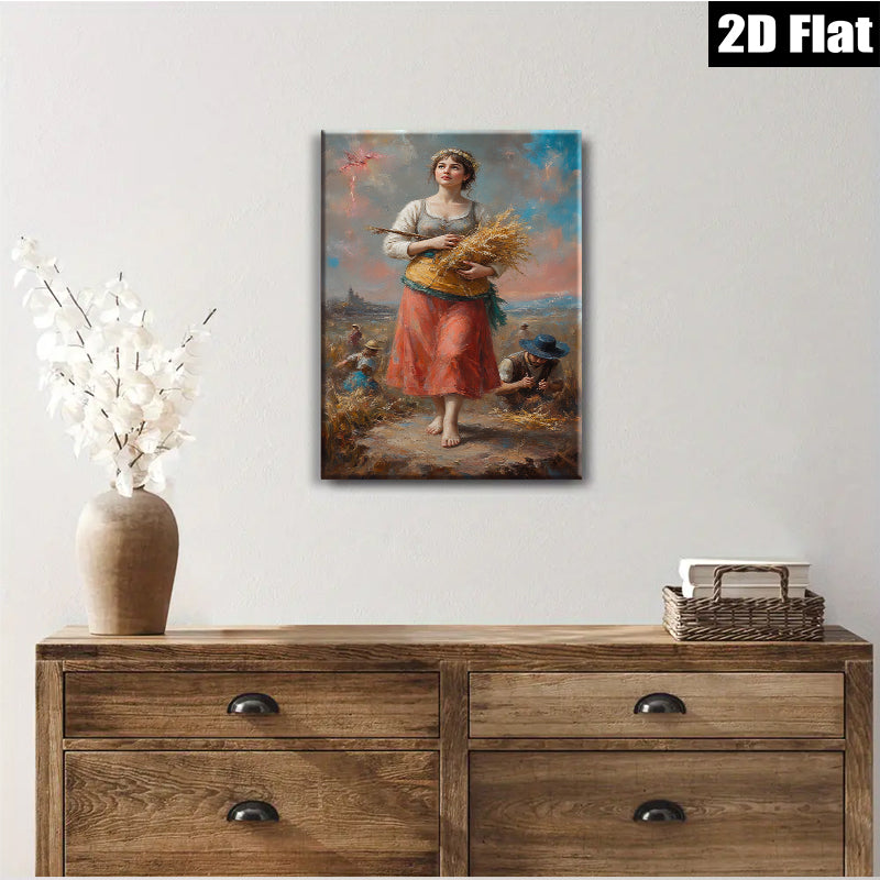 2D flat 1pc Harvest Beauty Field Workers Pastoral Scene Wall Art Decor for Living Room Bedroom Farmhouse Aesthetic Gallery Wrapped Canvas Print