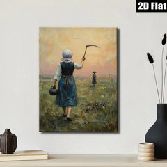 2D flat 1pc Harvest Time Rural Scene Farm Life Pastoral Tranquility Wall Decor Living Room Bedroom Gallery Wrapped Canvas Print Modern Farmhouse Style