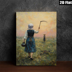 2D flat 1pc Harvest Time Rural Scene Farm Life Pastoral Tranquility Wall Decor Living Room Bedroom Gallery Wrapped Canvas Print Modern Farmhouse Style