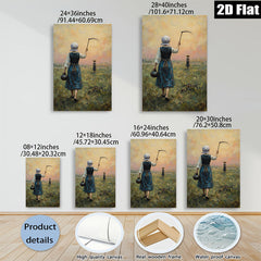 2D flat 1pc Harvest Time Rural Scene Farm Life Pastoral Tranquility Wall Decor Living Room Bedroom Gallery Wrapped Canvas Print Modern Farmhouse Style