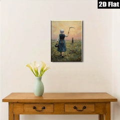 2D flat 1pc Harvest Time Rural Scene Farm Life Pastoral Tranquility Wall Decor Living Room Bedroom Gallery Wrapped Canvas Print Modern Farmhouse Style