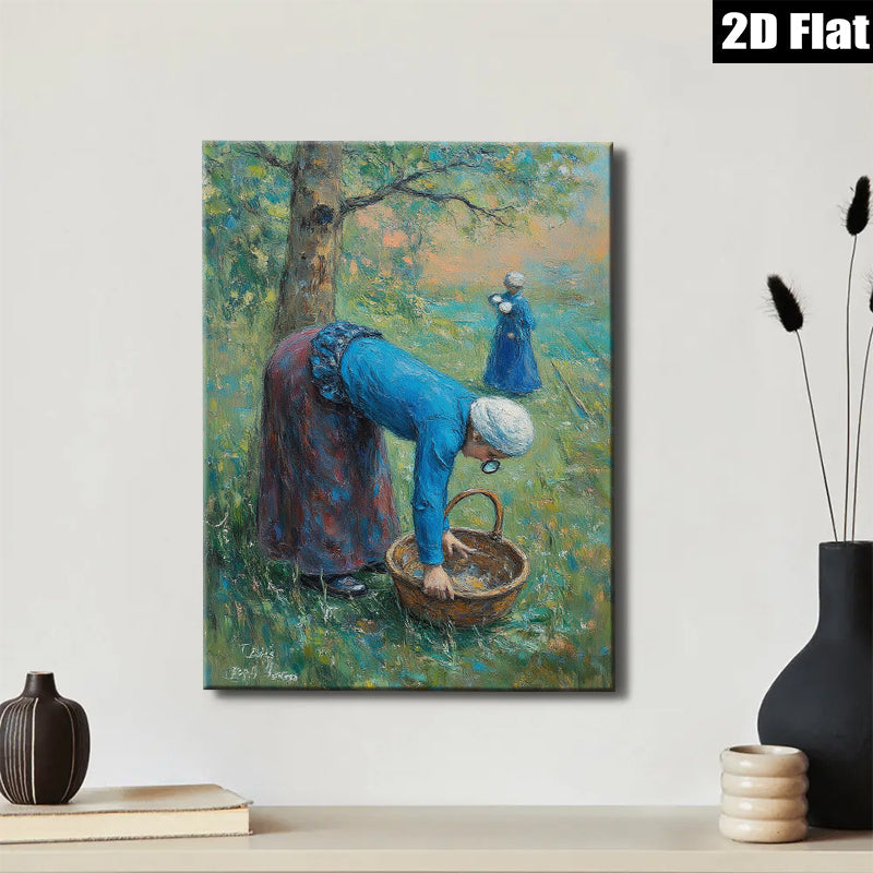 2D flat 1pc Harvesting Bounty Farm Life Pastoral Scene Wall Art Decor for Living Room Bedroom Office Gallery Wrapped Canvas Prints Home Décor