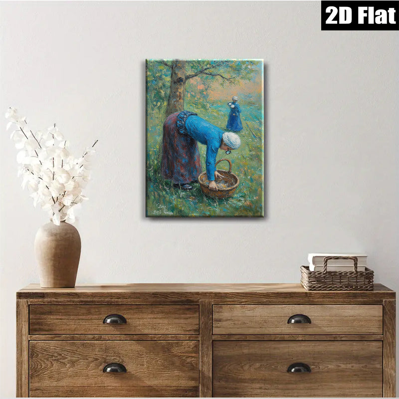 2D flat 1pc Harvesting Bounty Farm Life Pastoral Scene Wall Art Decor for Living Room Bedroom Office Gallery Wrapped Canvas Prints Home Décor