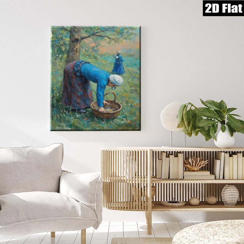 2D flat 1pc Harvesting Bounty Farm Life Pastoral Scene Wall Art Decor for Living Room Bedroom Office Gallery Wrapped Canvas Prints Home Décor