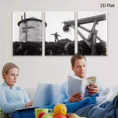 2D flat 1pc Haystack Worker Near Water Tower Farm Life Nostalgia Rustic Wall Decor Living Room Bedroom Kitchen Gallery Wrapped Canvas Print