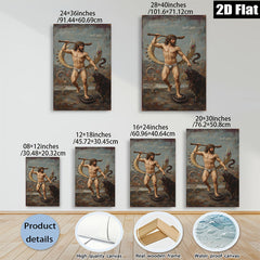 2D flat 1pc Hercules Taming Nemean Lion Mythological Hero Wall Art Decor Living Room Bedroom Gallery Wrapped Canvas Prints Modern Farmhouse Style