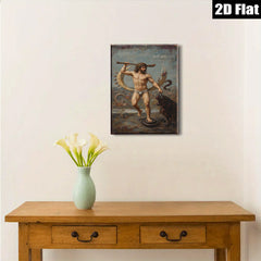 2D flat 1pc Hercules Taming Nemean Lion Mythological Hero Wall Art Decor Living Room Bedroom Gallery Wrapped Canvas Prints Modern Farmhouse Style